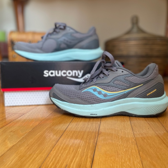 Saucony Cohesion 16 Women's Running Shoes Gravel and Ice (Grey and Teal) Size 8 - Picture 5 of 6